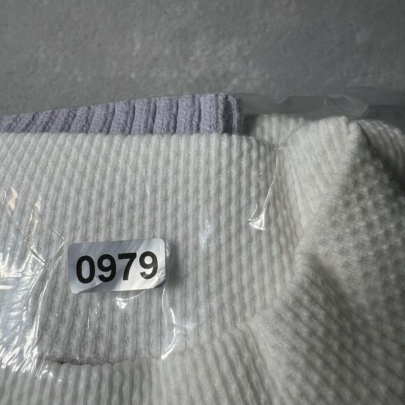 Free People Switch It Up Cuff Thermal Top Crochet White Women’s Large Stretchy - Picture 13 of 13